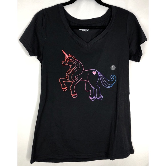Joe Boxer Tops - Joe boxer L rainbow unicorn pony black tee new Joe Boxer Tops - Joe boxer L rainbow unicorn pony black tee new